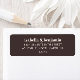 Bold Simple Brown Modern Wedding Return Address Label