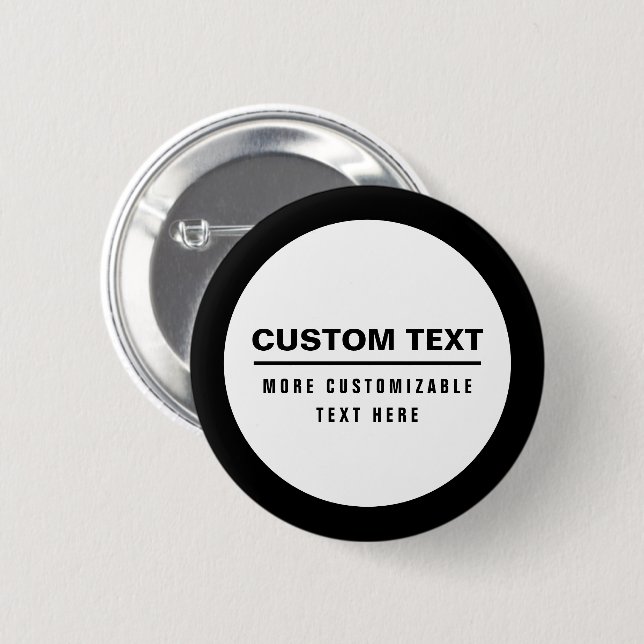 Bold Simple Customizable Text Template  Button (Front & Back)