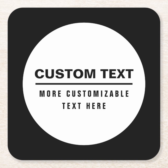 Bold Simple Customizable Text Template  Square Paper Coaster (Front)
