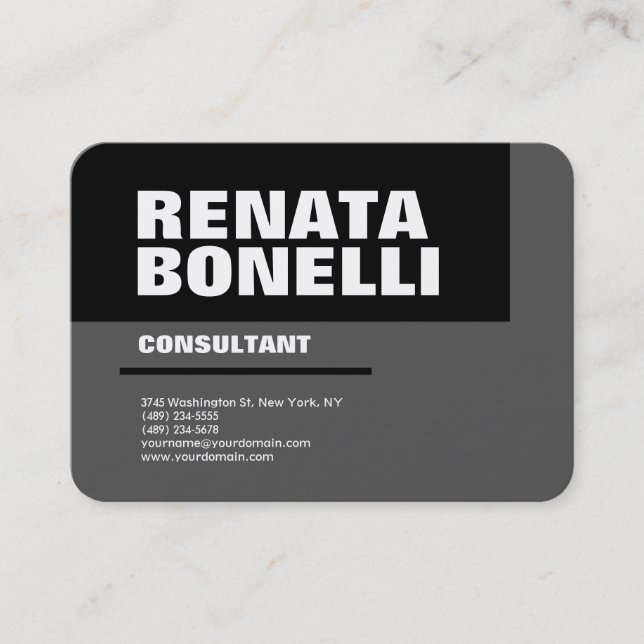 Bold Simple Gray Black Modern Minimalist Chic Business Card (Front)