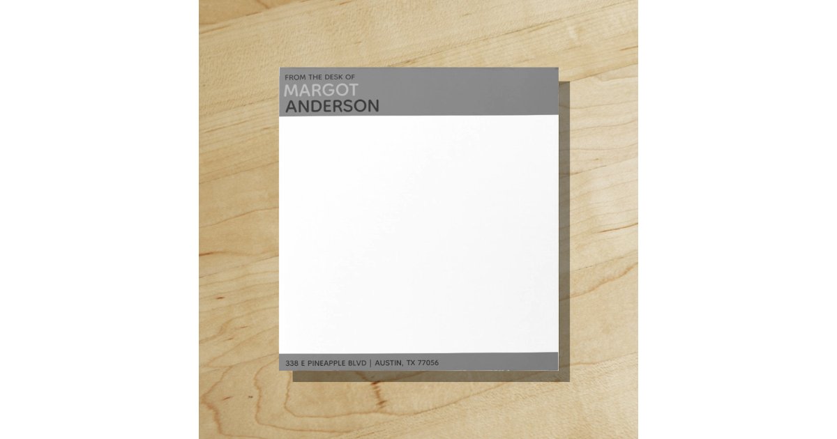 Bold Simple Minimal Grey Border From the Desk of Notepad | Zazzle