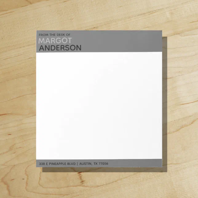 Bold Simple Minimal Grey Border From the Desk of Notepad | Zazzle
