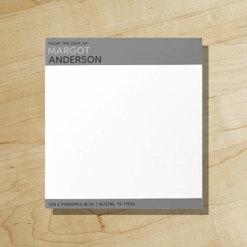Bold Simple Minimalist  Grey  From the Desk of Notepad