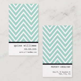 BOLD SIMPLE MODERN chevron pattern mint white Business Card