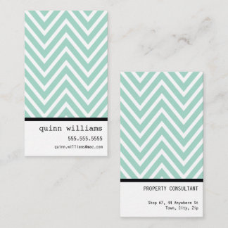 BOLD SIMPLE MODERN chevron pattern mint white Business Card