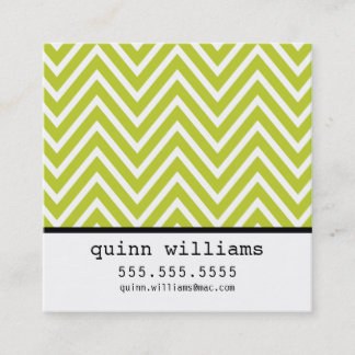 BOLD SIMPLE MODERN chevron pattern preppy lime Square Business Card