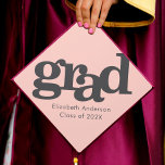 Bold simple modern gray typography on blush pink graduation cap topper<br><div class="desc">Your favorite grad will stand out and make a statement when they wear this graduation cap topper! Let them celebrate their milestone with this stunning, simple, modern, custom graduation keepsake. Bold, graphic, soft gray typography overlays a blush pink background. Personalize with your grad’s name and class year. Matching announcements, address...</div>