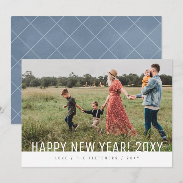 Bold Simple Modern Happy New Year Holiday Card (Front/Back)