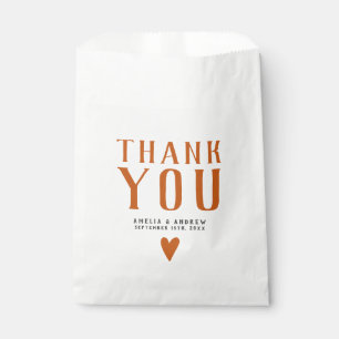 Bold Simple Orange Heart Wedding Favor Bag