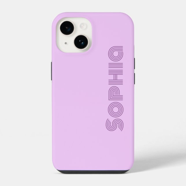 Bold Simple Retro Lilac Lavender Monogram Name Iphone Case (Back)