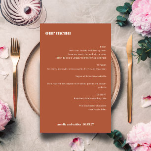 Bold Simple Rust Fall Simple Custom Wedding Menu