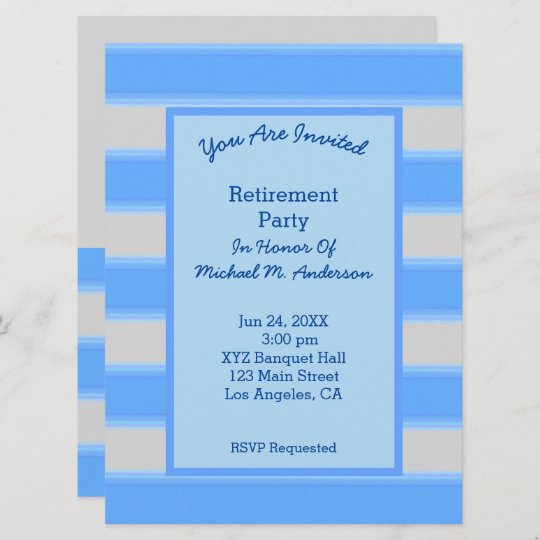 Bold Simple Stripes Blue Retirement Party Invitation | Zazzle.com