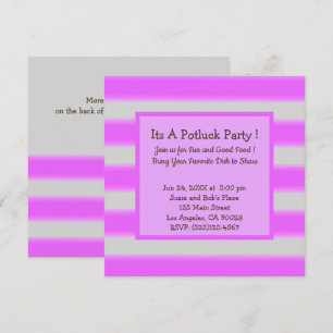 Bold Simple Stripes Pink Potluck Party Invitation