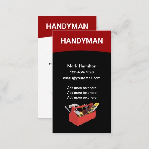 Bold Simple Vertical Handyman Business Cards 
