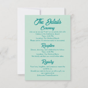 Bold Simple Western Modern Wedding Details Card