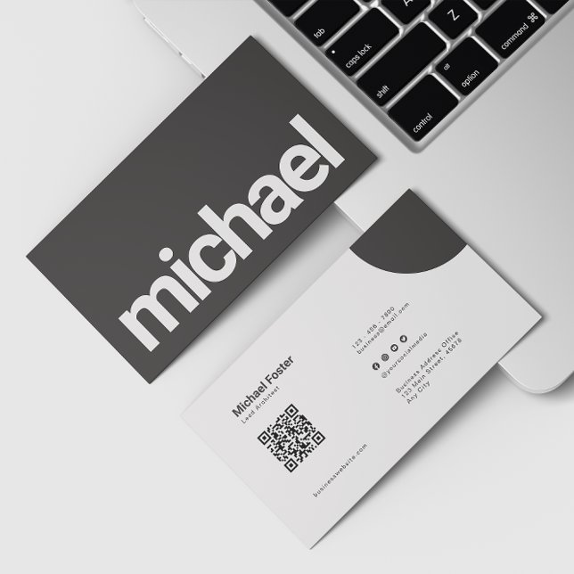 Bold Simplicity Black & White Scannable Qrcode Business Card (Creator Uploaded)