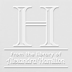 Bold Single Initial Monogram Name #4S Library Embosser