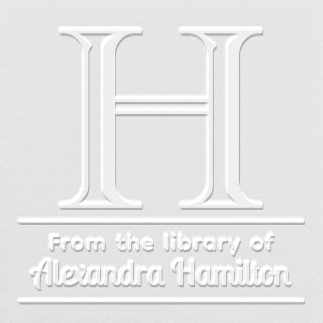 Bold Single Initial Monogram Name #4S Library Embosser (Design)