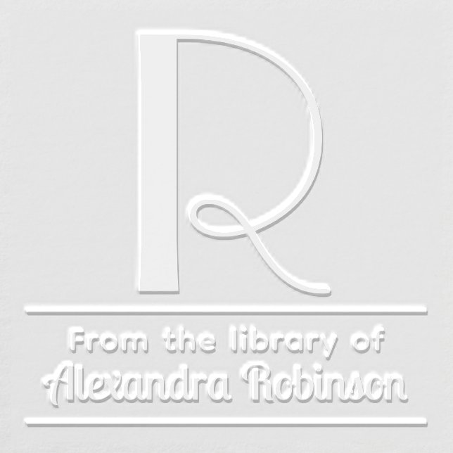 Bold Single Initial Monogram Name #7 Library Embosser (Design)