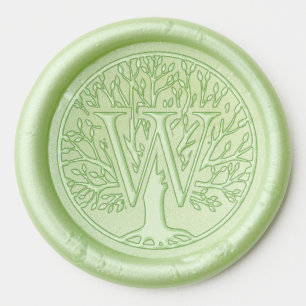Bold Single Initial Over Tree of Life #1F Wax Seal Sticker