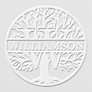 Bold Single Initial Over Tree of Life Name #1F Embosser