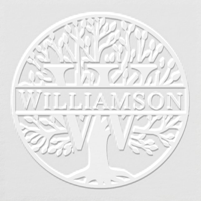 Bold Single Initial Over Tree of Life Name #1F Embosser (Design)