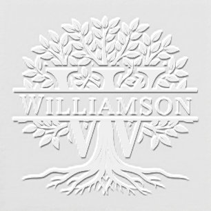 Bold Single Initial Over Tree of Life Name #2 Embosser