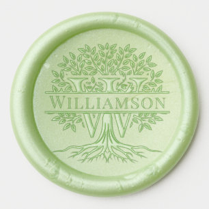 Bold Single Initial Over Tree of Life Name #2 Wax Seal Sticker