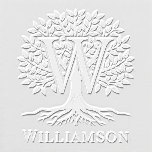 Bold Single Initial Over Tree of Life Name #2B2 Embosser