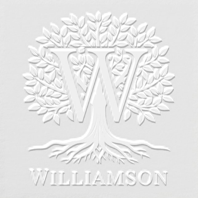 Bold Single Initial Over Tree of Life Name #2B2 Embosser (Design)