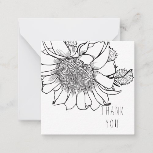 Bold Single Sunflower Thank You Monogram Blank Note Card