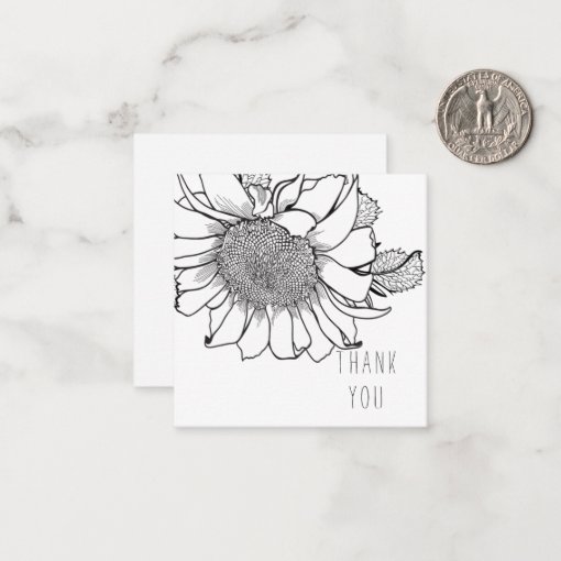 Bold Single Sunflower Thank You Monogram Blank Note Card Zazzle