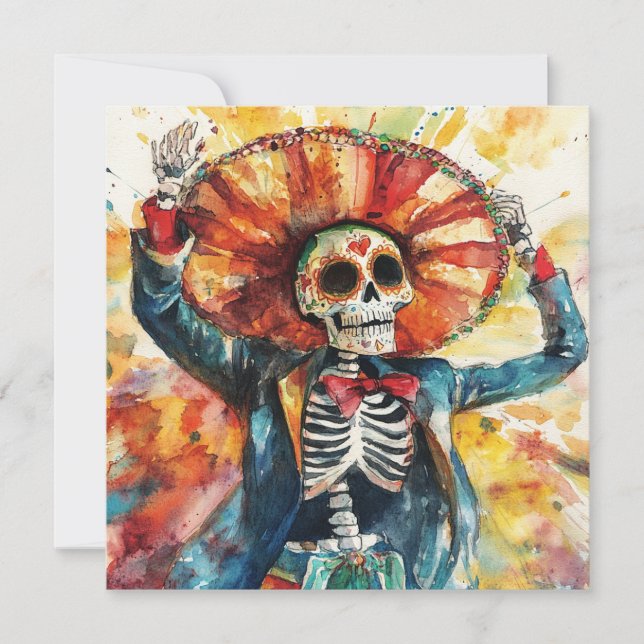 Bold Skeleton Art Day of the Dead Invitation (Front)