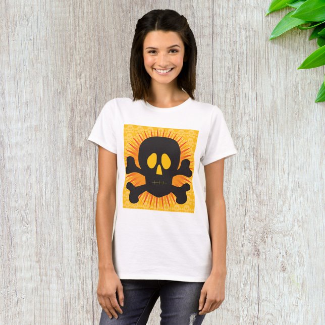 Bold Skull and Crossbones with Orange Burst T-Shirt (Creator Uploaded)