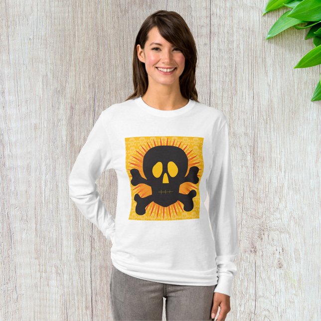 Bold Skull and Crossbones with Orange Burst T-Shirt (Creator Uploaded)