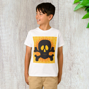 Bold Skull and Crossbones with Orange Burst T-Shirt