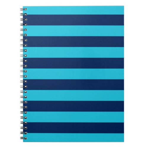 Bold Sky Blue and Navy Stripes Notebook