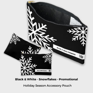 Bold Snowflake Black & White Promotional Reward Accessory Pouch