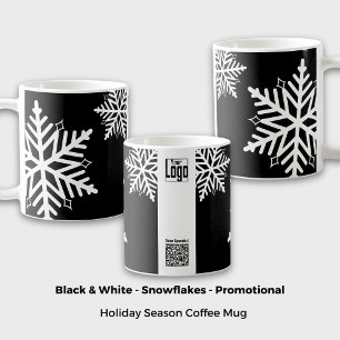 Bold Snowflake Black & White Promotional Reward Coffee Mug