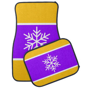 Bold Snowflake Bright Purple Orange White Stripes Car Floor Mat