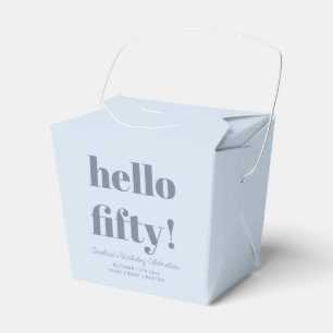 Bold Soft Blue Modern 50th Birthday Custom Favor Boxes