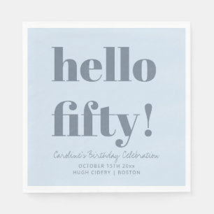Bold Soft Blue Modern 50th Birthday Custom Napkins