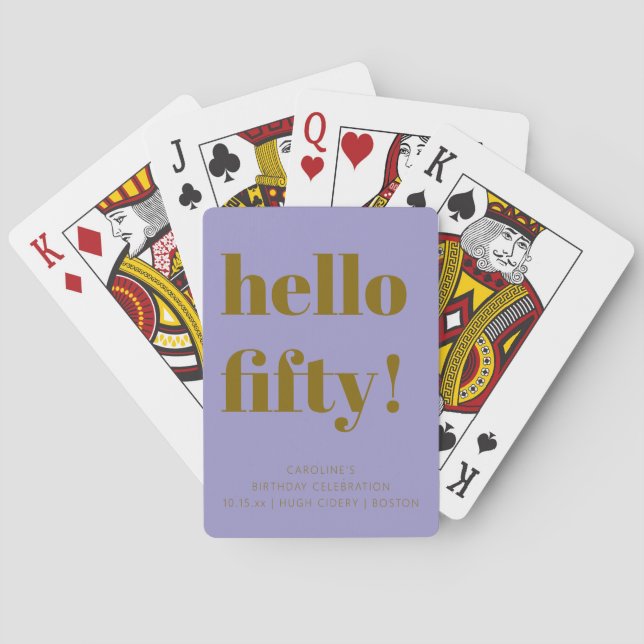 Bold Soft Purple Modern 50th Birthday Custom Poker Cards (Back)