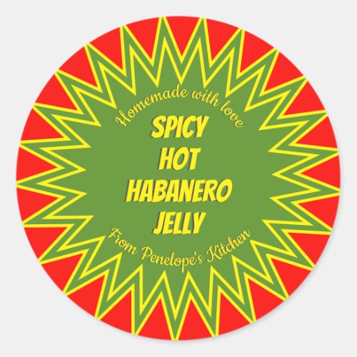 Bold Spicy Hot Habanero Jelly Jar Canning Classic Round Sticker