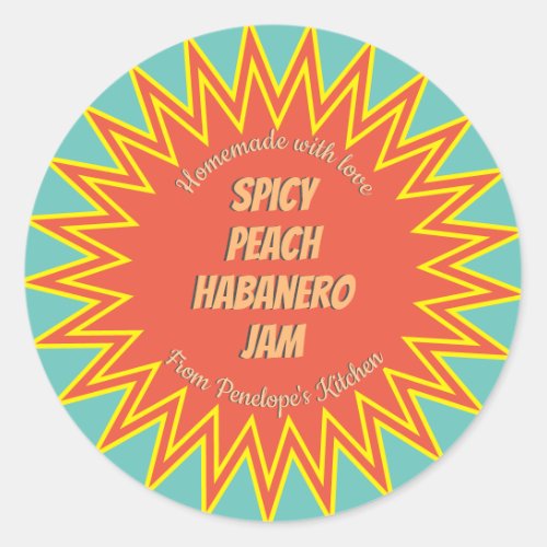 Bold Spicy Peach Habanero Jam Jar Canning Classic Round Sticker