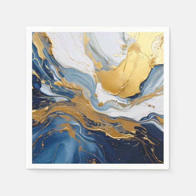 Bold Splash of Gold and Blue Napkins (Front)