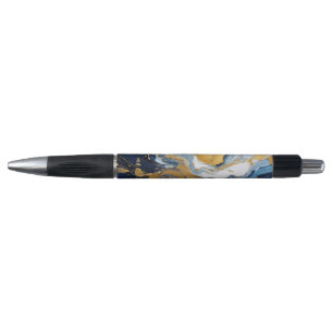 Bold Splash of Gold and Blue Pen