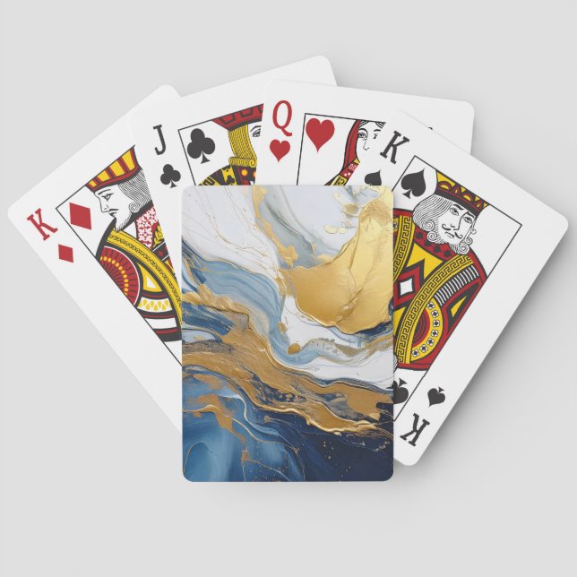Bold Splash of Gold and Blue Poker Cards (Back)