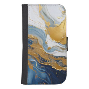 Bold Splash of Gold and Blue Galaxy S4 Wallet Case
