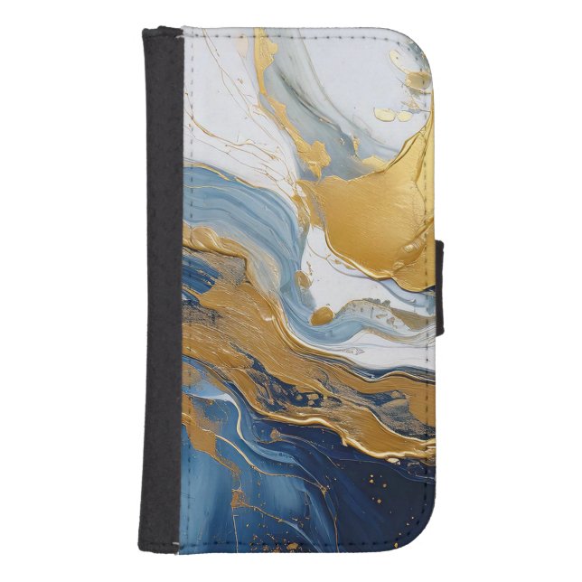 Bold Splash of Gold and Blue Samsung Galaxy Wallet Case (Front)